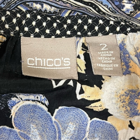 Chico's Women's Printed Crinkle Button-Down Blouse Multicolor Size L Career - Picture 7 of 8